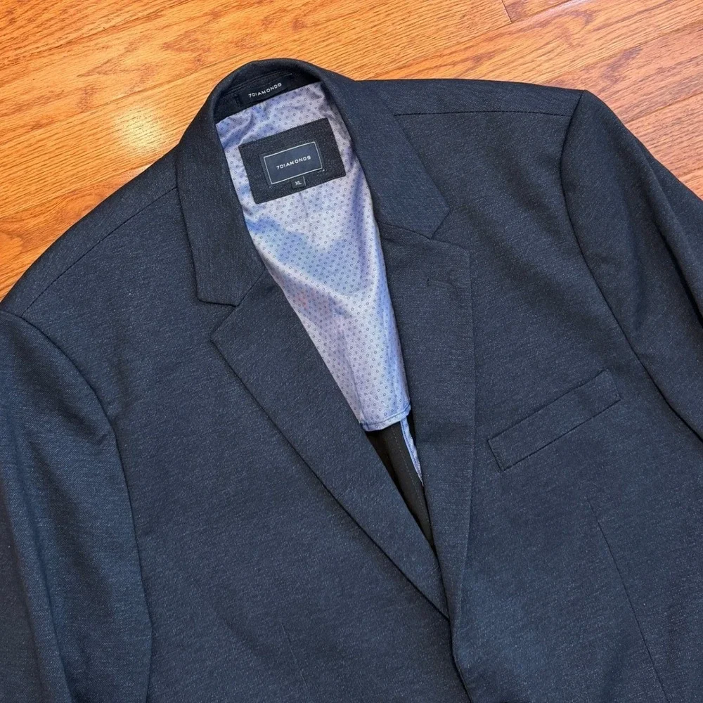 7 Diamonds Bandon Blazer Mens XL Navy Blue Stretch Unstructured Casual 44R